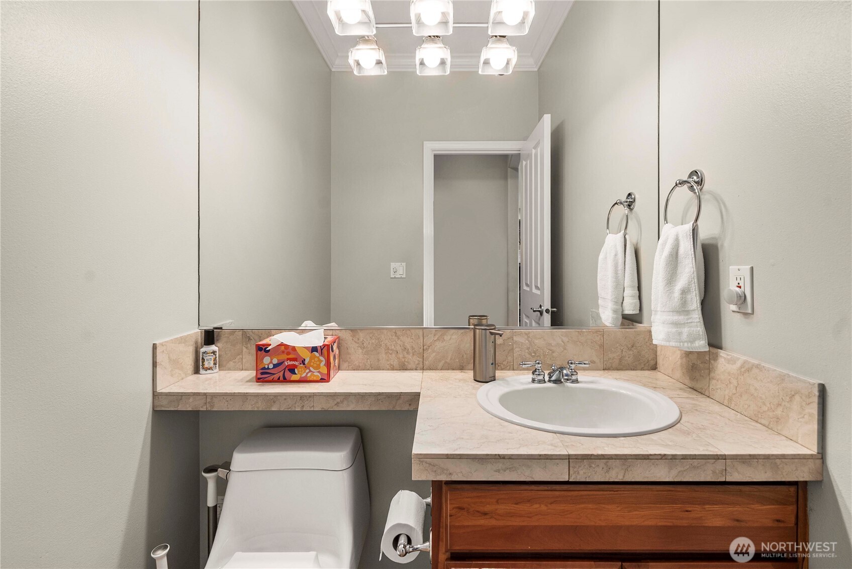 3723 Lincoln Court Northeast Renton, WA 98056 - Photo 13 of 37 a bathroom with a sink and a mirror