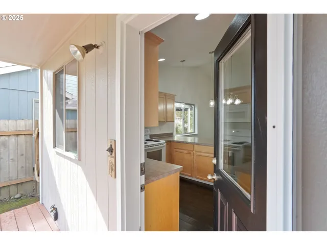 a view of outdoor space and front door