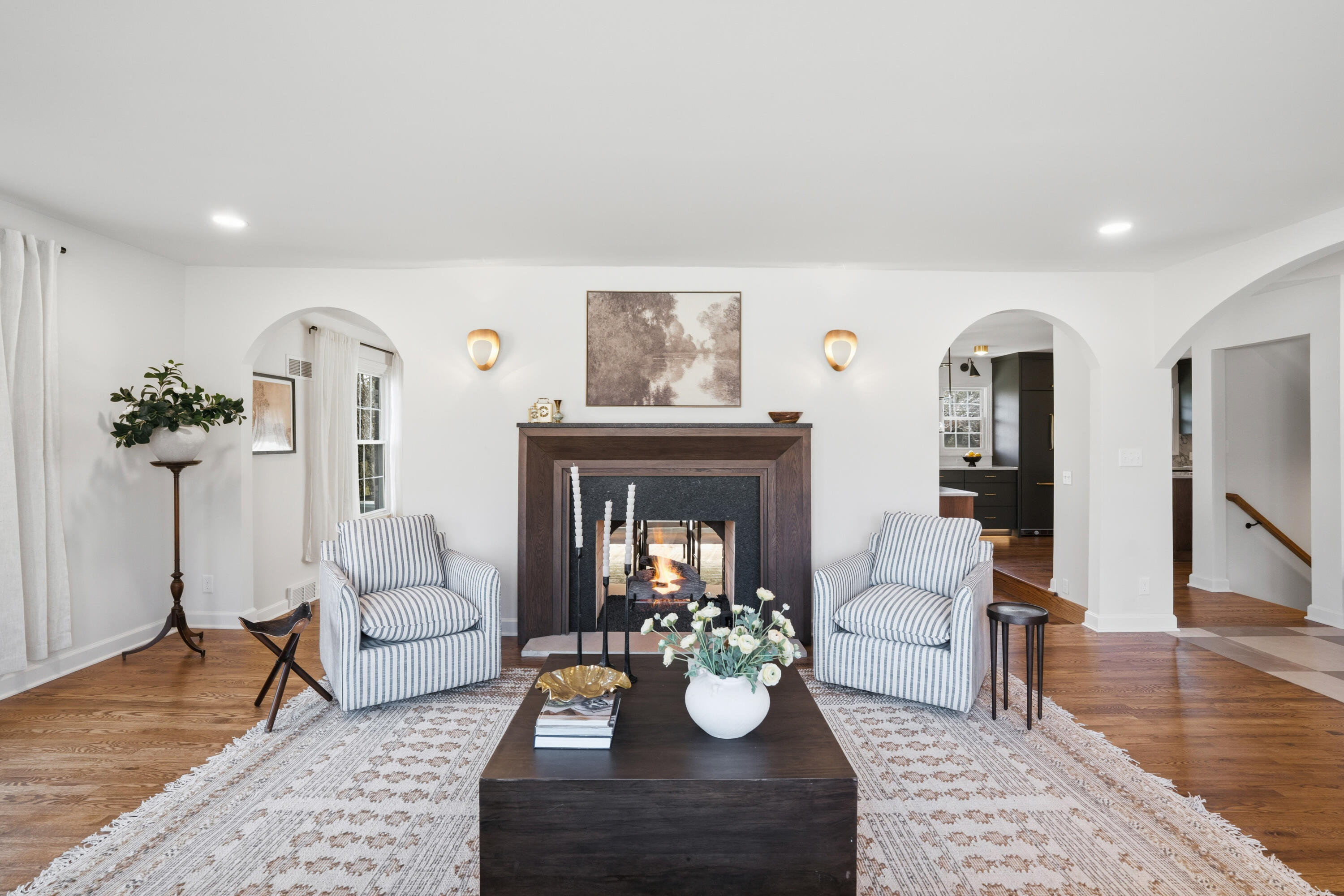 15305 Gebhardt Road Elm Grove, WI 53122 - Photo 8 of 50 Arches and Double Sided Fireplace with Leathered Granite Inset