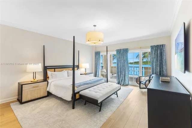 a spacious bedroom with a bed and large window