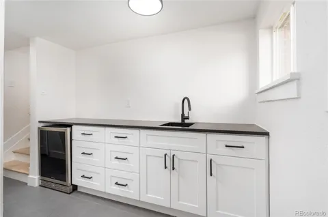 a view with cabinets