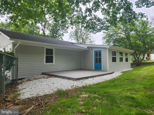 a view of a backyard with a large tree