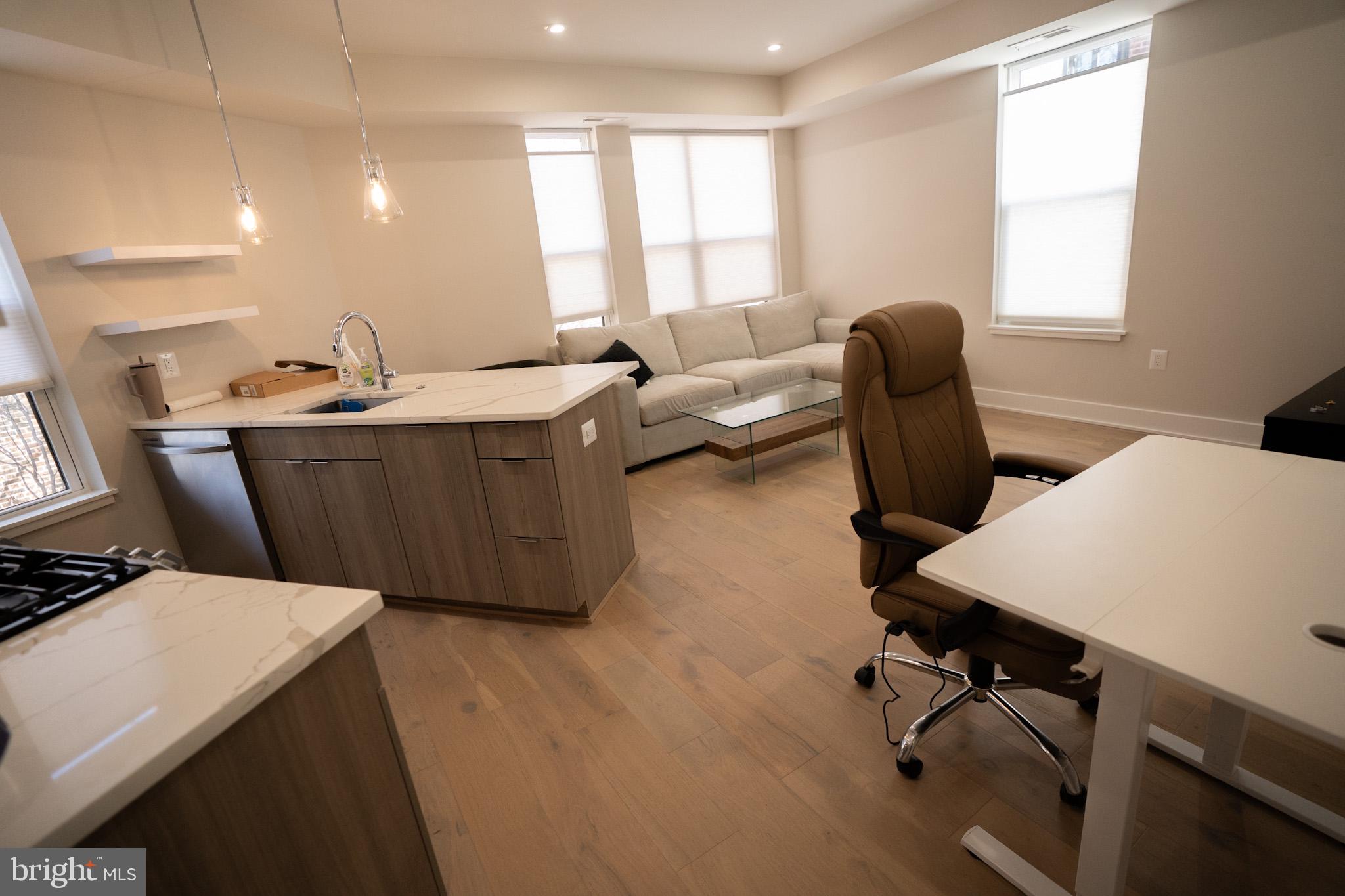 Modern open-concept living space.