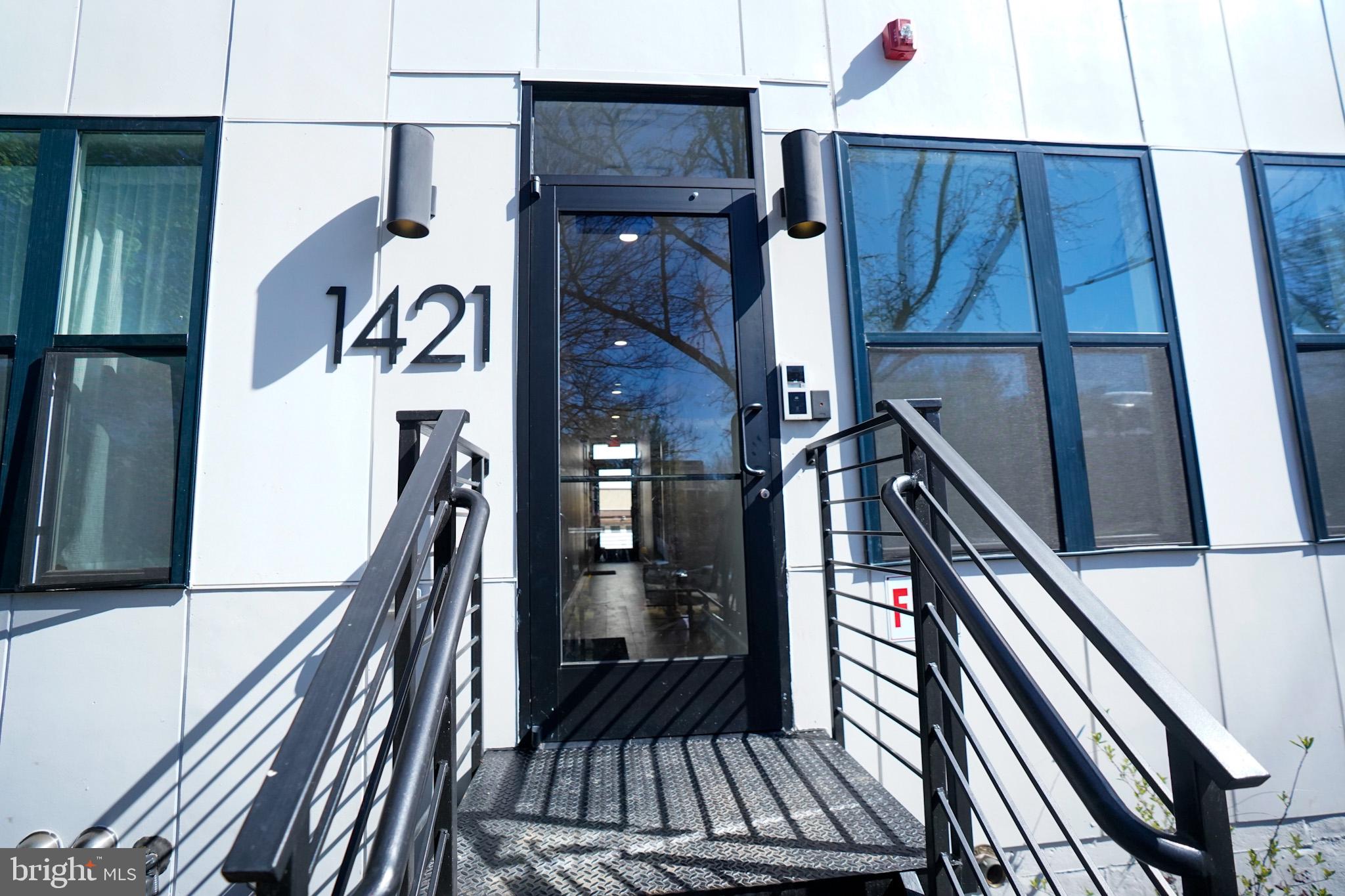 Modern entrance with sleek design.