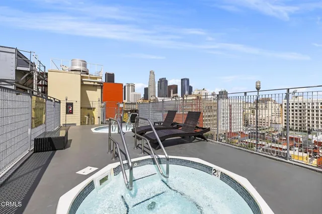 a view of a chairs in front of building