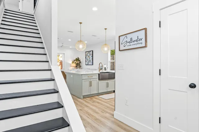 a bathroom with a sink and mirror