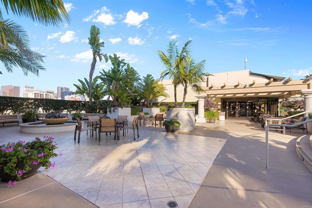 200 Harbor Drive, Unit 1502 San Diego, CA 92101 - Photo 34 of 48 a view of a patio with dining table and chairs