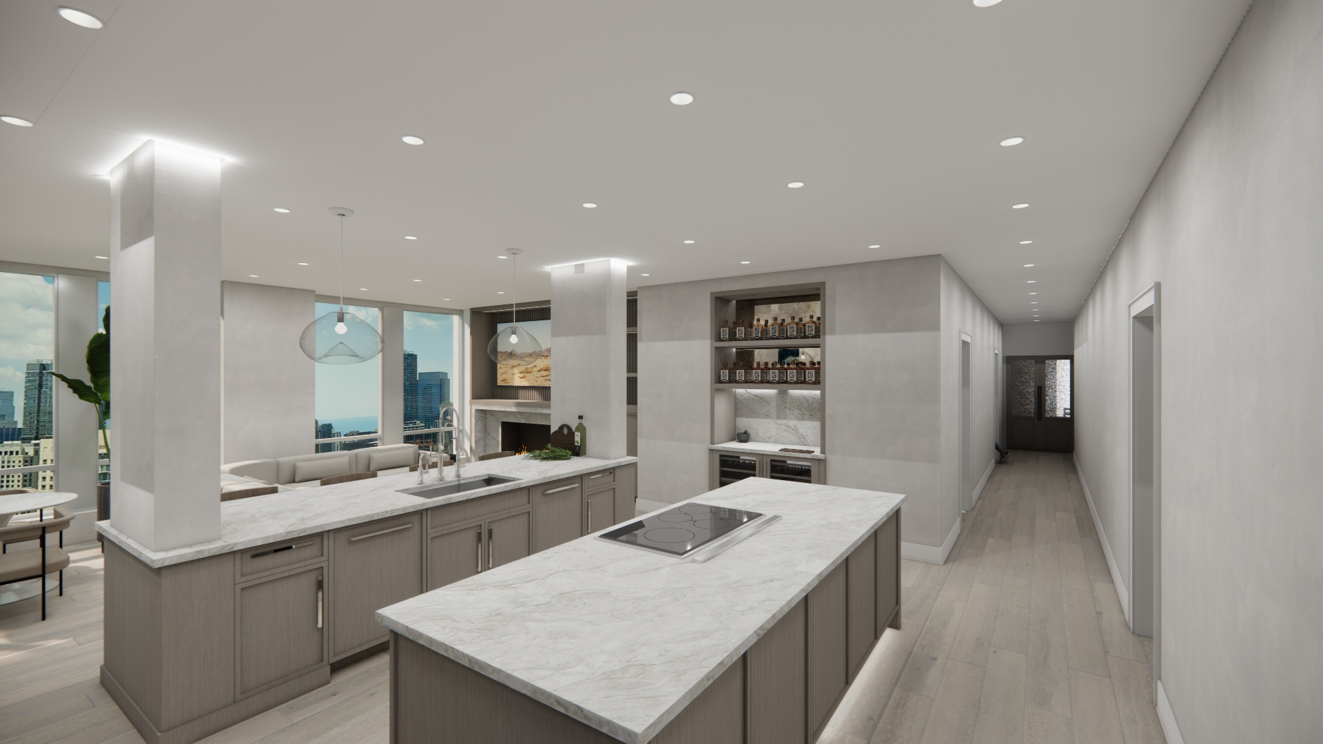 55 East Erie Street, Unit 5201 Chicago, IL 60611 - Photo 8 of 23 a kitchen with a sink a counter top space stainless steel appliances and cabinets
