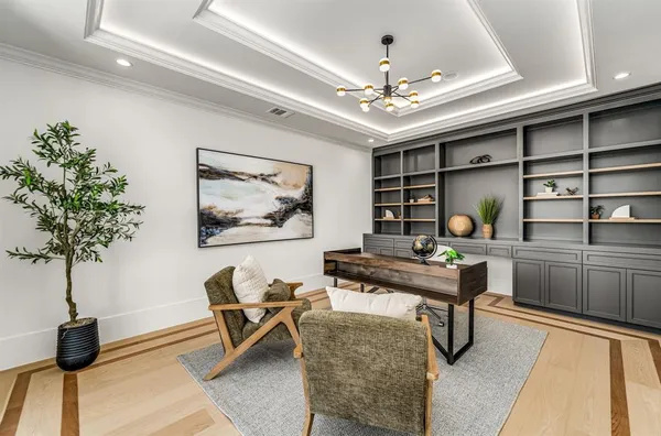 a work room with furniture and view