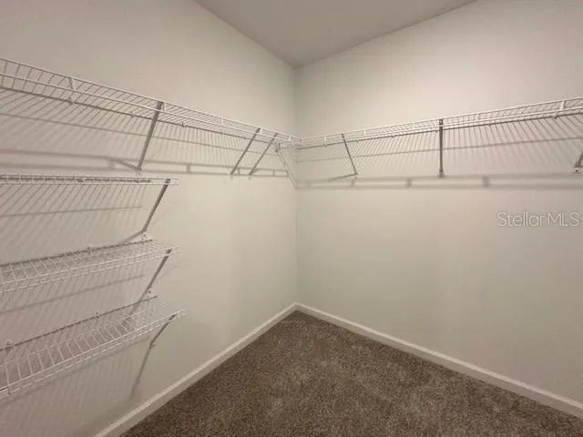 a view of a room with racks on the wall