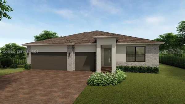 front view of a house with a yard
