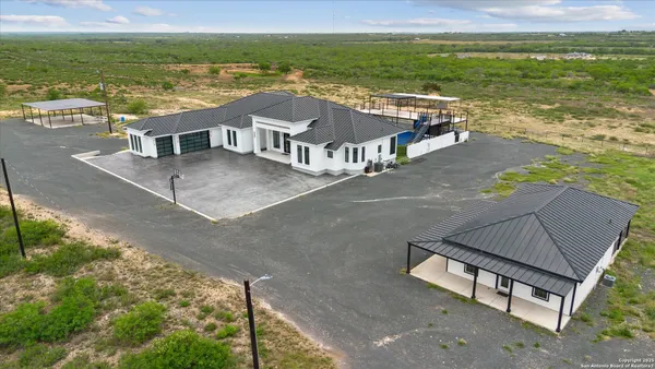 an aerial view of a house