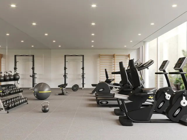 a view of a room with gym equipment