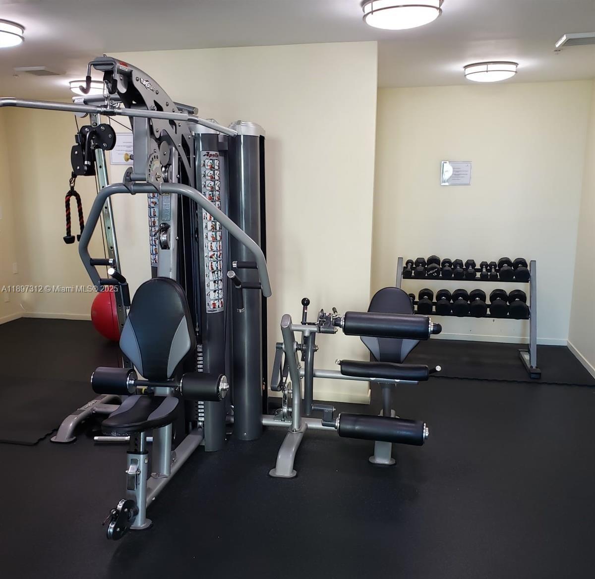 9066 Southwest 73rd Court, Unit 2110 Miami, FL 33156 - Photo 38 of 45 a view of a room with gym equipment