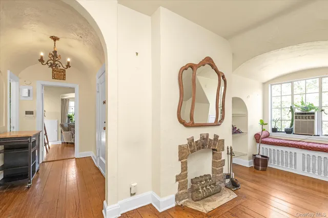 a spacious bathroom with a double vanity sink and a mirror
