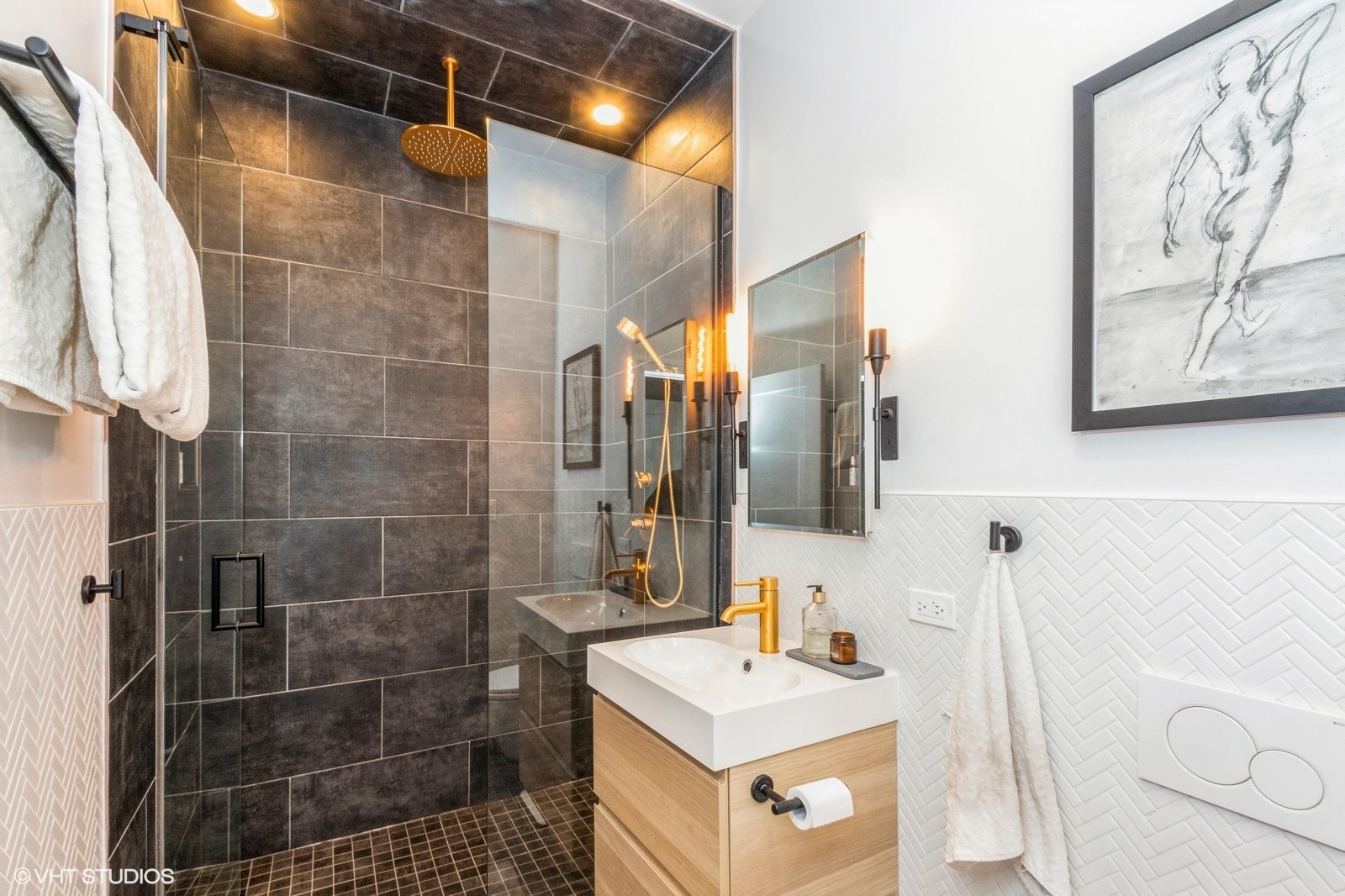 3428 West Belden Avenue, Unit 1 Chicago, IL 60647 - Photo 12 of 19 a bathroom with a sink toilet and shower