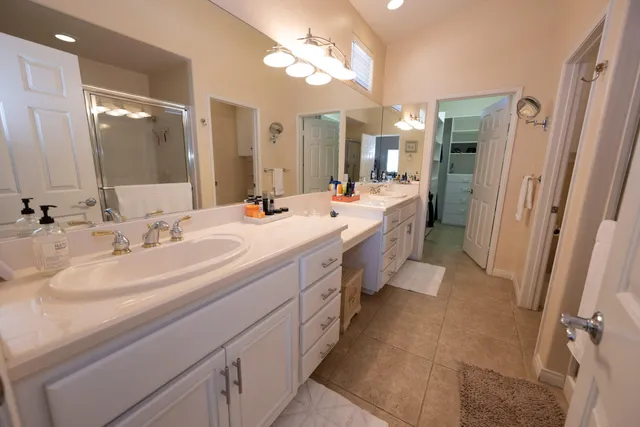 an aerial view of a house with a garden