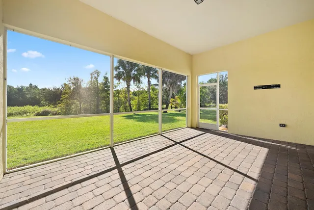 a view of a garden with an outdoor space