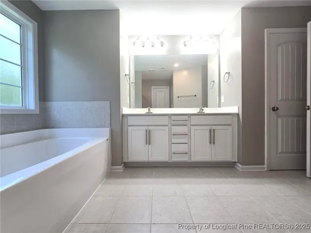 a bathroom with a bathtub a mirror a sinks and a shower