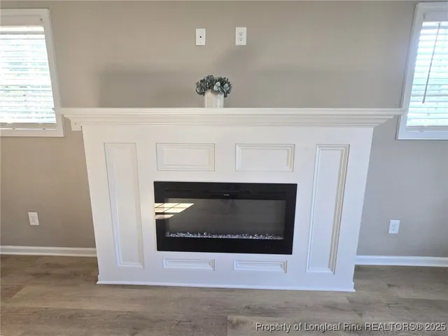 a fireplace with a fireplace