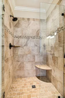 a blue chairs sitting in front of a building