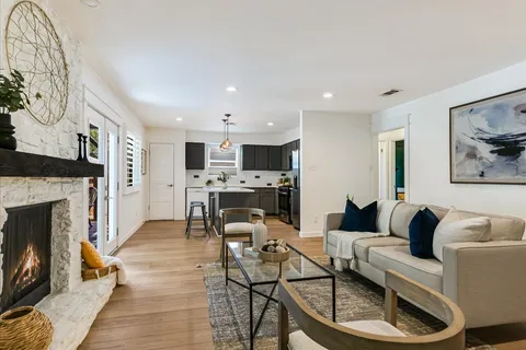 a backyard of a house with lots of green space