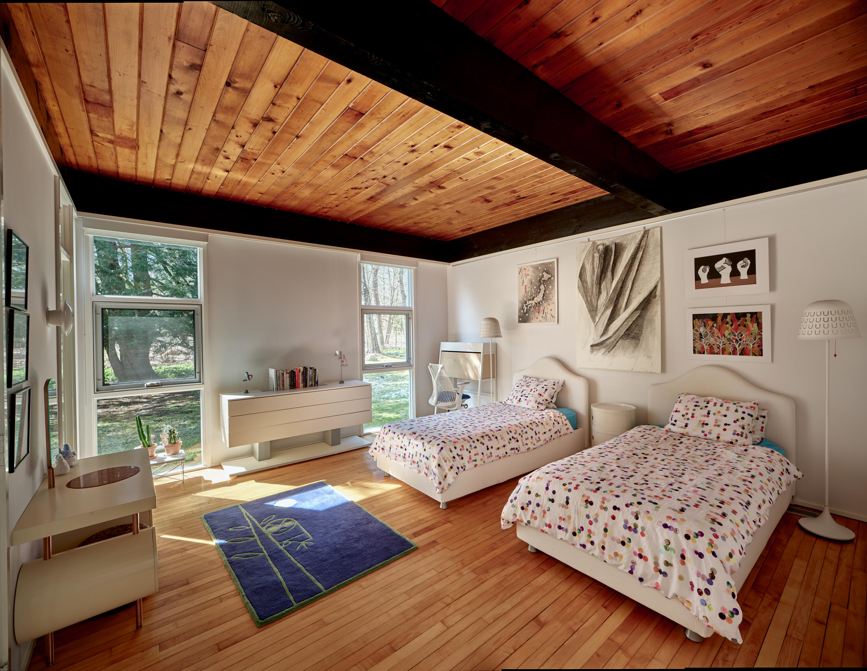 431 Valley Road New Canaan, CT 06840 - Photo 16 of 32 a bedroom with two beds and a large window