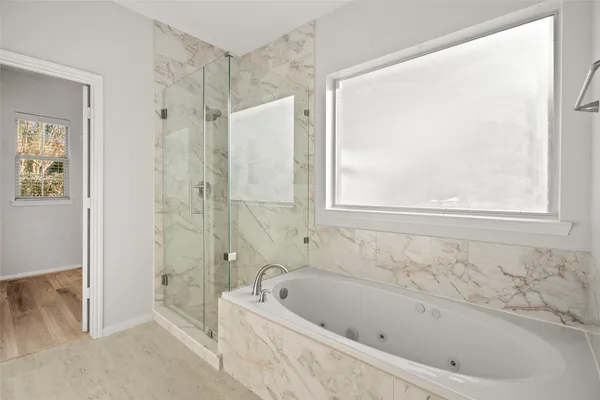 a view of a room that has a window in it