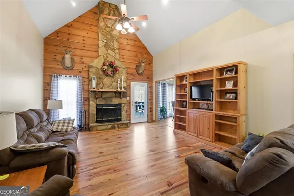 a living room with furniture or stairs and a couch