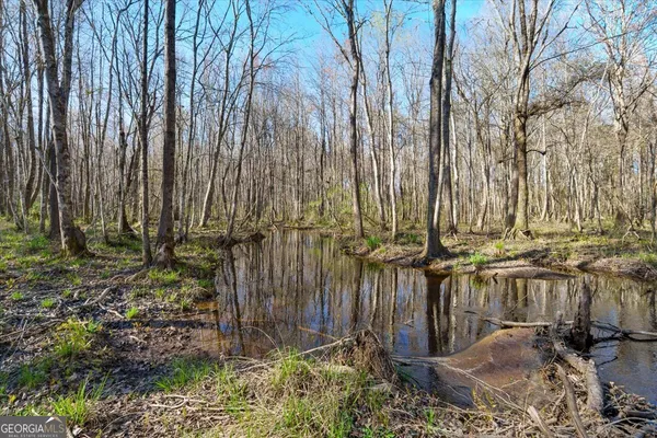 an aerial view of residential houses with outdoor space and river