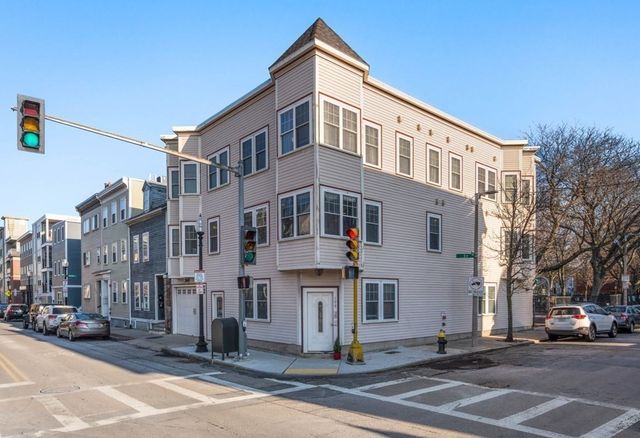 a front view of a building with street