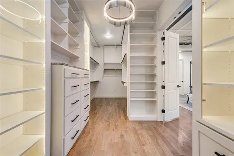 a view of walk in closet with empty racks