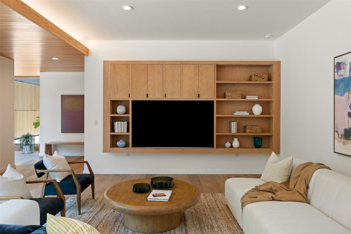 1319 Bonham Terrace Austin, TX 78704 - Photo 10 of 24 Living room with recessed lighting and light wood-style floors
