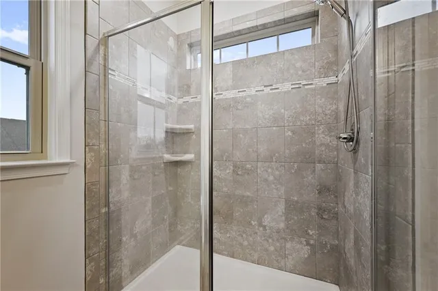 a view of a room with racks on the wall