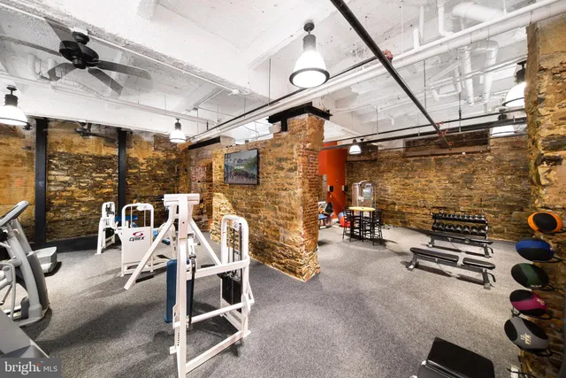 a view of a room with gym equipment