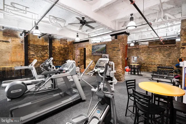 a view of a room with gym equipment