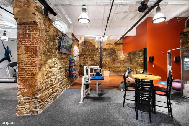 a room with gym equipment