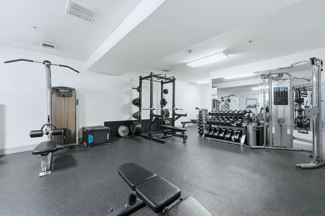 a view of a room with gym equipment