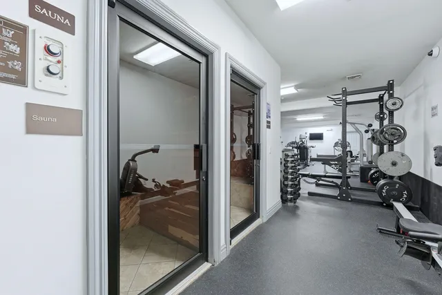 a view of a room with gym equipment