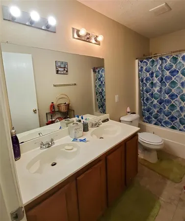 a bathroom with a sink a toilet a mirror and shower
