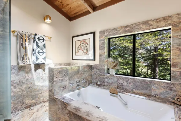 a view of lake with mountain