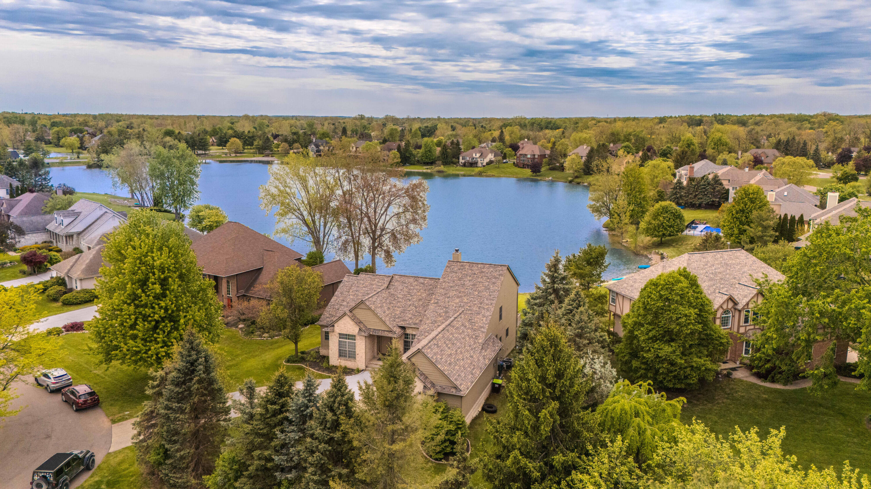 4324 Lohr Road Ann Arbor, MI 48108 - Photo 14 of 74 Aerial front with lake 2