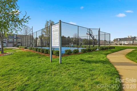 a view of a garden with a slide