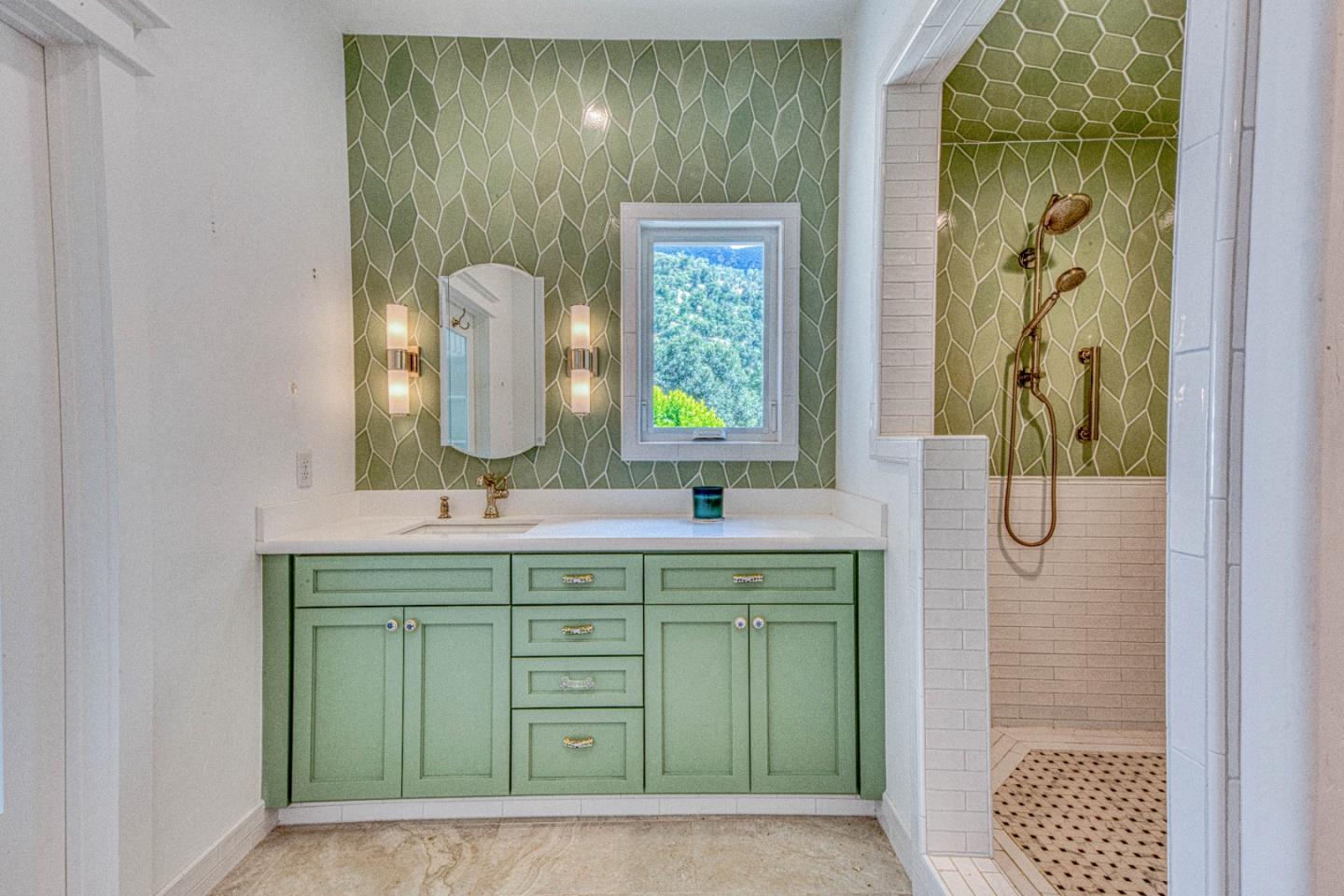 47317 Arroyo Seco Road Greenfield, CA 93927 - Photo 20 of 47 a bathroom with a double vanity sink mirror and shower