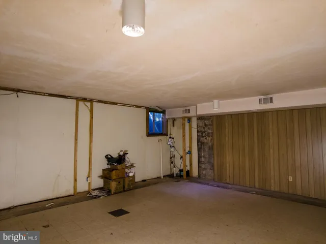 an empty room with a door