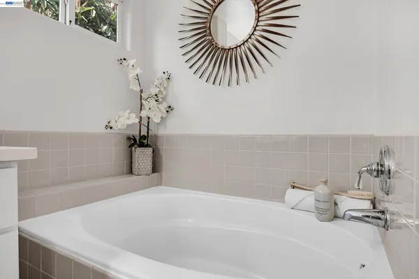 a bathroom with a bathtub