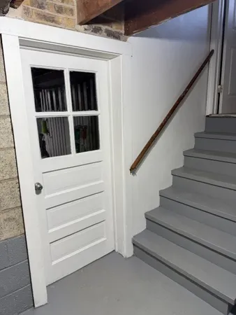 a bathroom with a bathtub