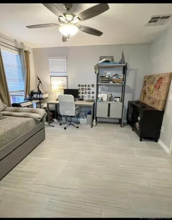 a living room with furniture