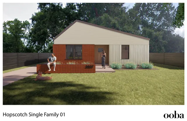 a backyard of a house with yard and trampoline