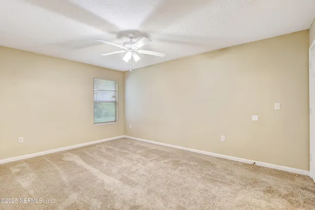 a view of a backyard with large tree